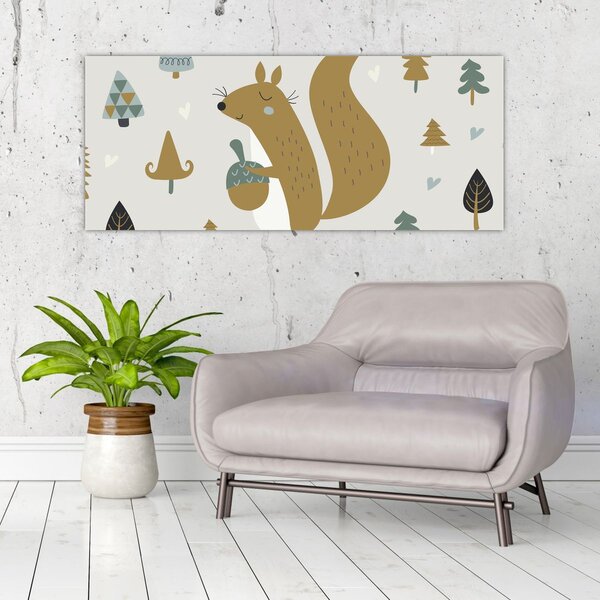 Slika - Vjeverica s orahom (120x50 cm)