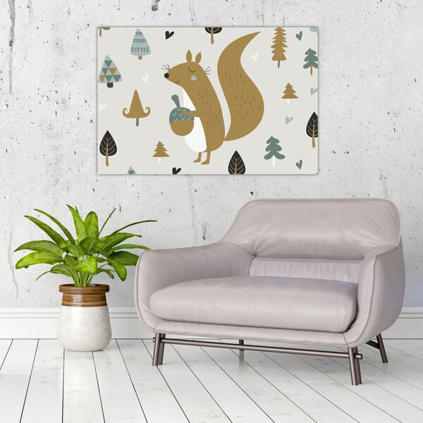 Slika - Vjeverica s orahom (90x60 cm)