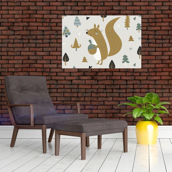 Slika - Vjeverica s orahom (90x60 cm)