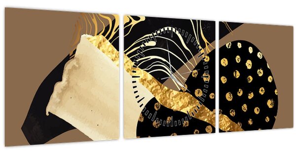 Slika - Apstrakcija zlatno smeđa N⁰1 (sa satom) (90x30 cm)