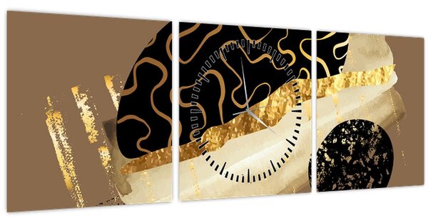 Slika - Apstrakcija zlatno smeđa N⁰3 (sa satom) (90x30 cm)