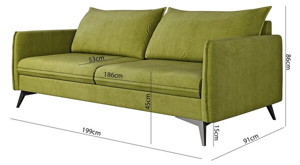 Zelena sofa 199 cm Juli Bis – Ropez