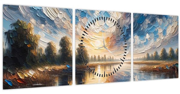 Slika - Slika sunca iznad vode (sa satom) (90x30 cm)