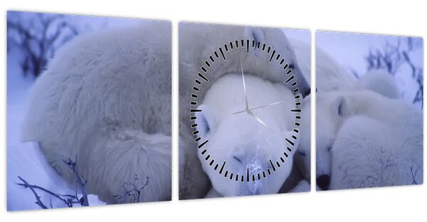 Slika - Polarni medvjedi (sa satom) (90x30 cm)