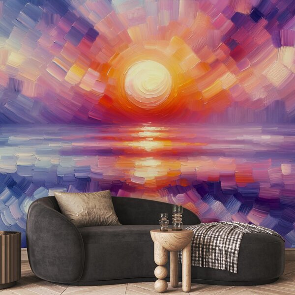 Foto tapeta - Šarena umjetnička zalazak sunca (147x102 cm)