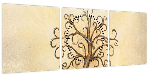 Slika - Drvo života (sa satom) (90x30 cm)