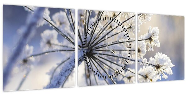 Slika - Smrznuti cvijet (sa satom) (90x30 cm)