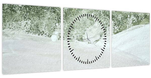 Slika - Apstrakcija kistom (sa satom) (90x30 cm)