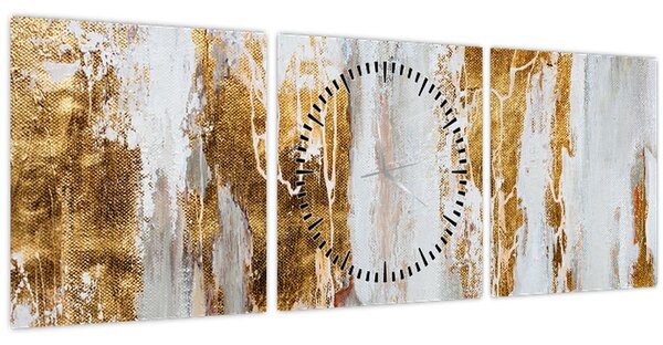 Slika - Apstrakcija sa zlatom (sa satom) (90x30 cm)