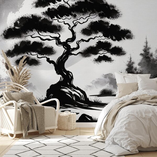 Foto tapeta - Crno-bijeli bonsai (147x102 cm)