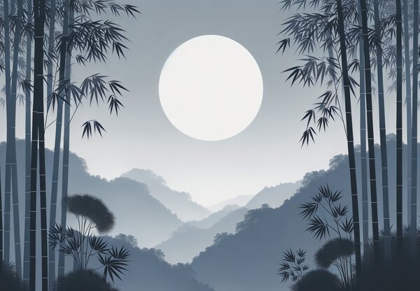 Foto tapeta - Sunce među bambusima (147x102 cm)