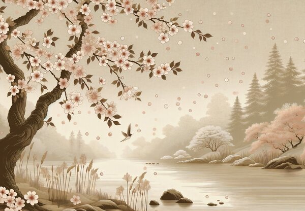 Foto tapeta - Sakura uz rijeku (147x102 cm)
