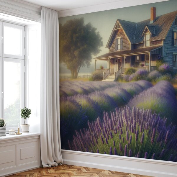 Foto tapeta - Kuća u polju lavande (147x102 cm)