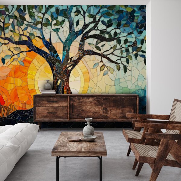 Foto tapeta - Mozaik – sunce i stablo I. (147x102 cm)