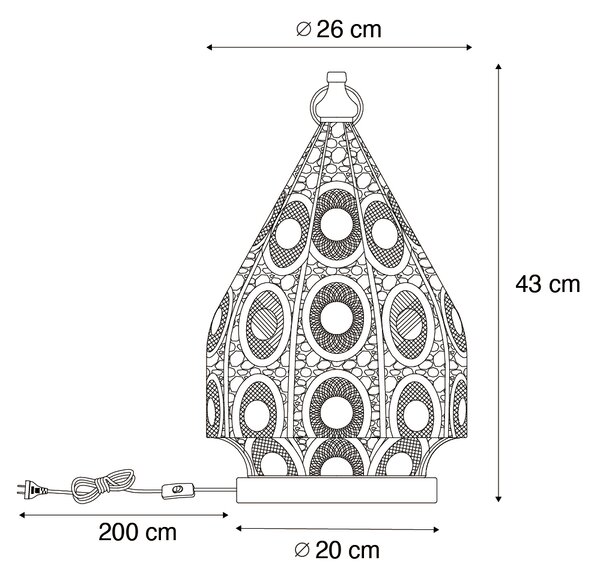 Orijentalna stolna lampa zlatna 26 cm - Mowgli