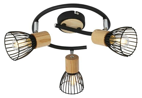 Ferotehna Stropna svjetiljka Black Wood 3 (75 W, D x Š x V: 250 x 250 x 190 mm, Crne boje, E14)