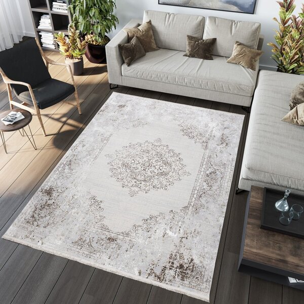Svijetlo krem sivi tepih vintage dizajna s uzorcima Širina: 160 cm | Duljina: 230 cm