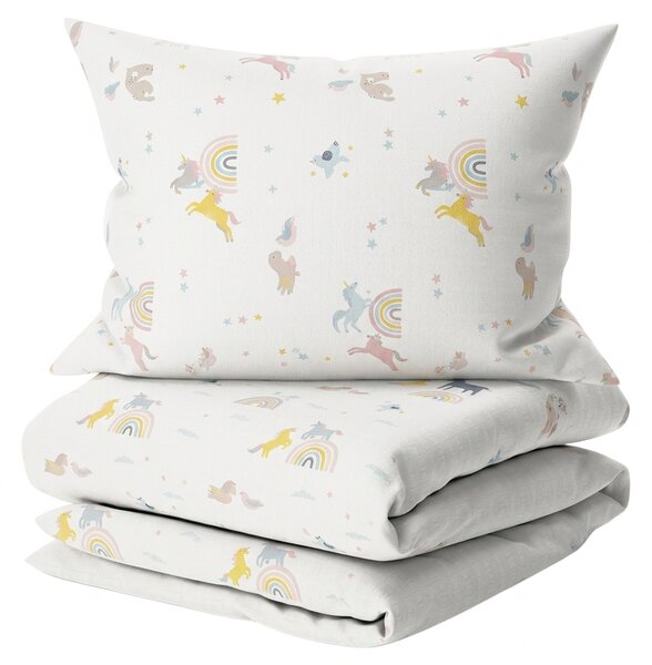 Dječja pamučna posteljina MAGIC UNICORN bijela, 100% pamuk Dimenzije posteljine: 70 x 90 cm | 140 x 200 cm