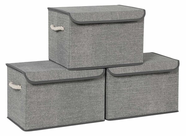 Kutije za odlaganje s poklopcima, 38 x 25 x 25 cm, siva