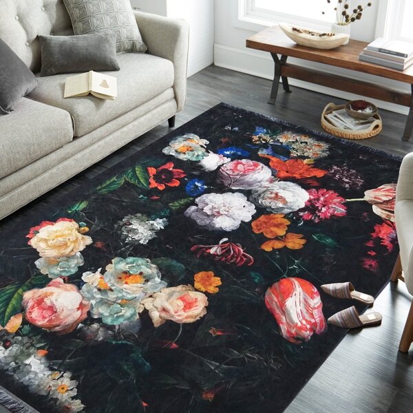 Protuklizni tepih s rascvjetanim cvjetnim uzorkom Širina: 120 cm | Duljina: 180 cm