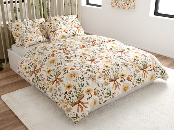 Polipamučna posteljina FLORAL RIBBON POLY krem boje Dimenzije posteljine: 70 x 90 cm | 140 x 200 cm