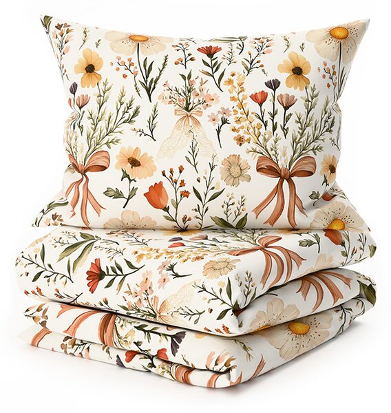Polipamučna posteljina FLORAL RIBBON POLY krem boje Dimenzije posteljine: 70 x 90 cm | 140 x 200 cm
