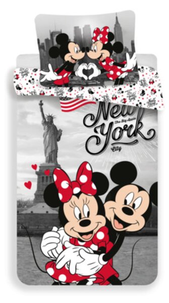 Povlečení Ourbaby Mickey and Minnie crvena siva 200x140 + 90x70 cm
