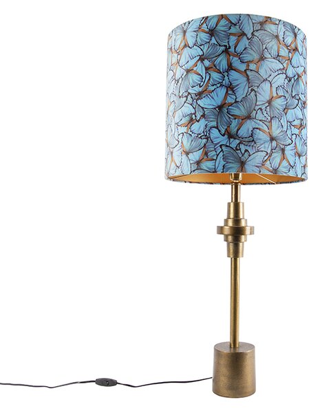 Stolna svjetiljka brončana baršunasta sjena leptir dizajn 40 cm - Diverso