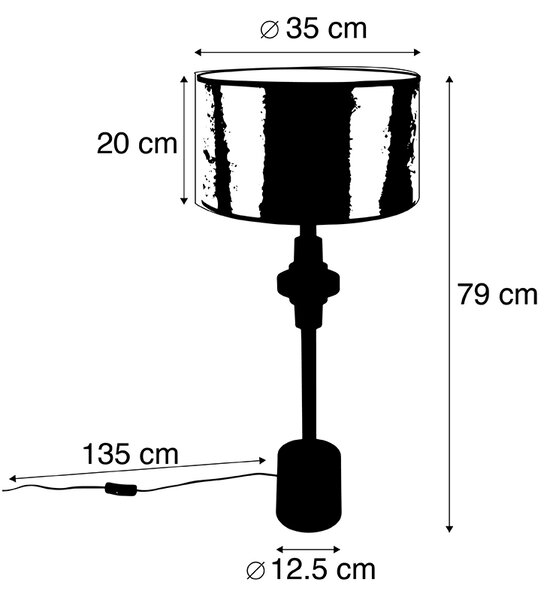 Art deco stolna svjetiljka s baršunastom sjenilom crvena 35 cm - Diverso