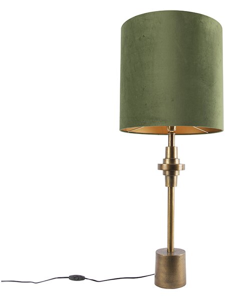 Stolna svjetiljka brončana baršunasta sjena zelena 40 cm - Diverso