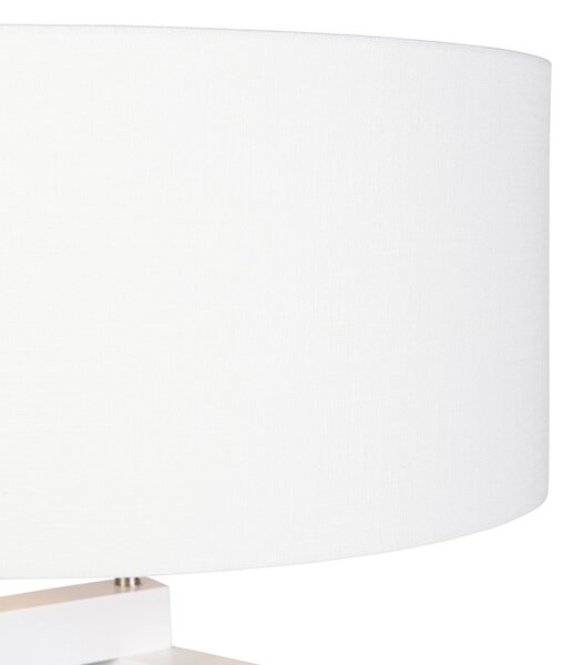 Podna lampa tronožac bijelo drvo s bijelom sjenilom 50 cm - Puros