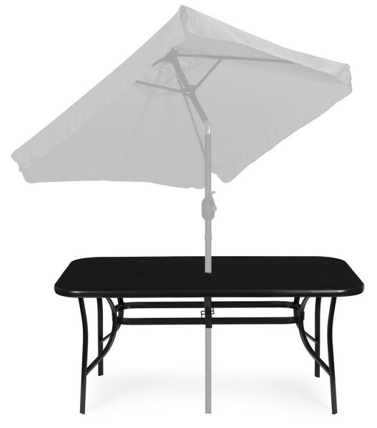 Crni vrtni stol s otvorom za suncobran Šírka: 140 cm | Dĺžka: 80 cm