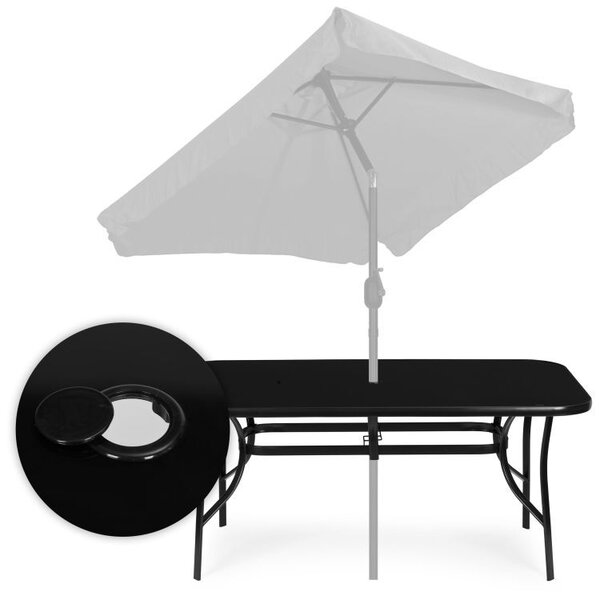 Crni vrtni stol s otvorom za suncobran Šírka: 140 cm | Dĺžka: 80 cm