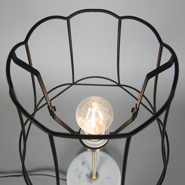 Retro stolna svjetiljka mesing s Granny Frame crnim 30 cm - Kaso