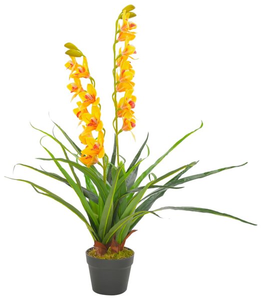 VidaXL Umjetna orhideja s posudom žuta 90 cm