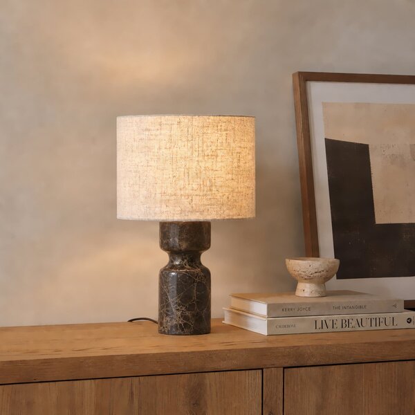 Stolne Lampa Lucande, Marcella, Bež, Dnevna soba, Tkanina / tekstil, Moderan