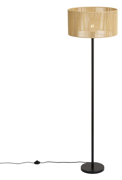 Simplo Floor Lamp: Black Frame with Beige Paper Rope Shade (50/50/25)