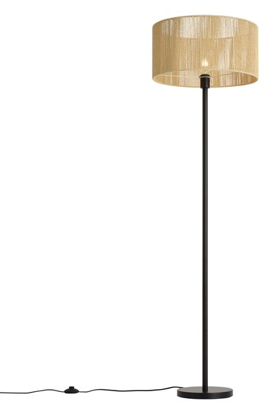 Simplo Floor Lamp: Black Frame with Beige Paper Rope Shade (50/50/25)