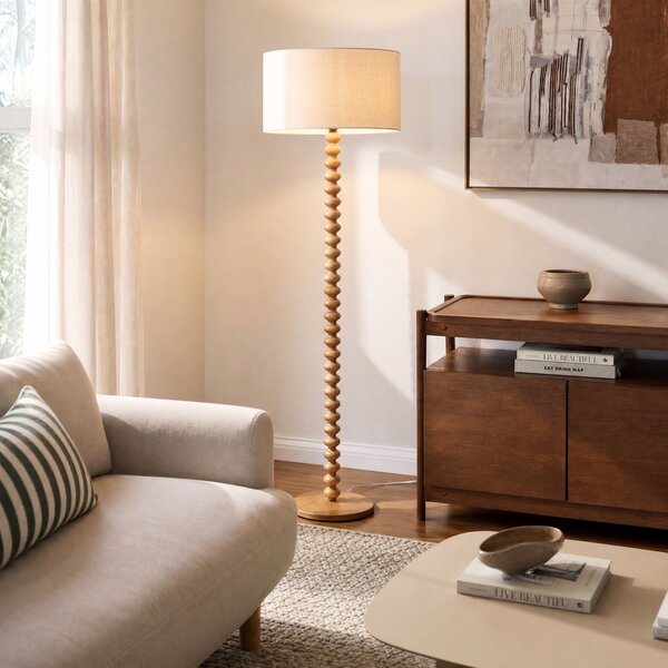 Podne Lampa Lucande, Karlie, Bijela, Drvo