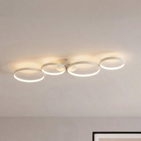 Lindby Evengeline LED stropna svjetiljka, bež, aluminij, duljina 88 cm, Bež, Dnevni boravak/blagovaonica, Metal