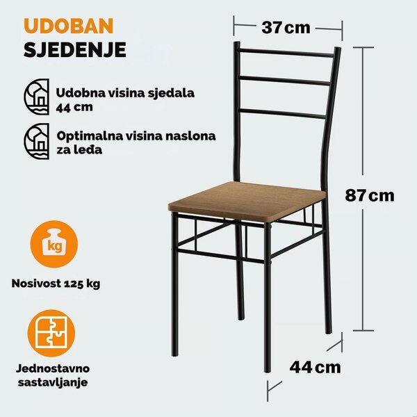 Blagovaonska garnitura LEO, 5-dijelna, crna/smeđa Casaria