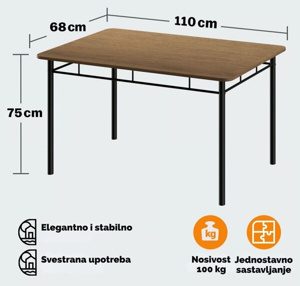 Blagovaonska garnitura LEO, 5-dijelna, crna/smeđa Casaria