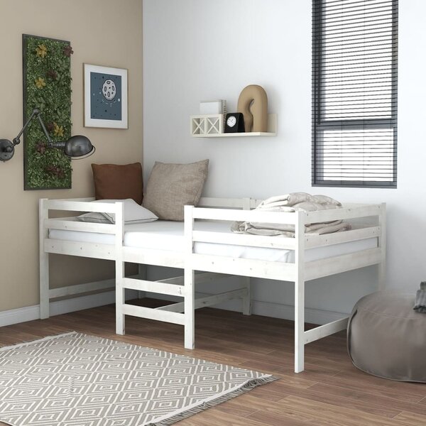 VidaXL Krevet srednje visine s madracem 90 x 200 cm bijeli od borovine