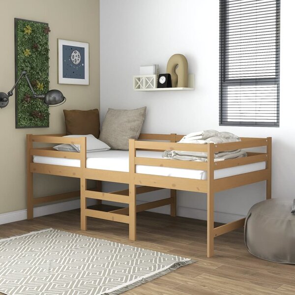 VidaXL Krevet srednje visine s madracem 90 x 200 cm boja meda borovina