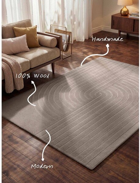 Svijetlo sivi ručno rađen vunen tepih 120x180 cm Arcura – Vikosa