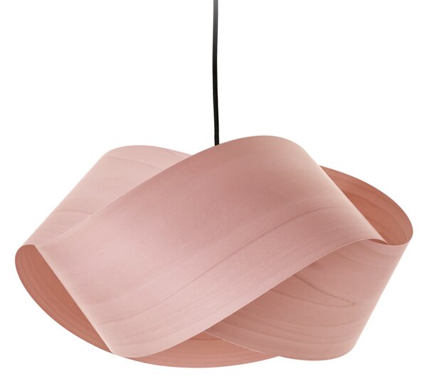 LZF LAMPS viseća svjetiljka Nut, svijetlo ružičasta/boja nikla, duljina 42 cm, drvo, prigušiva, Ružičasta ruža, Dnevni boravak/blagovaonica, Drvo
