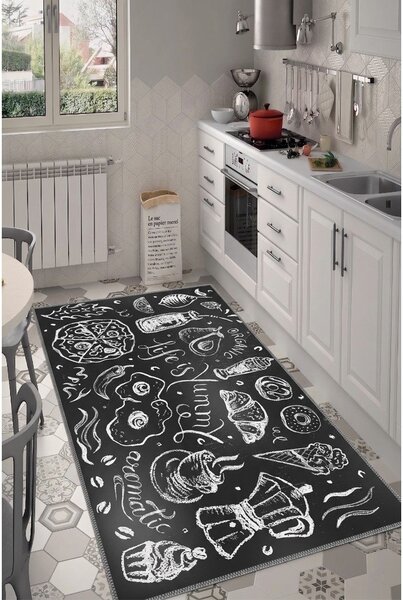 Crni periv tepih 50x80 cm Life Is Yummy – Vitaus