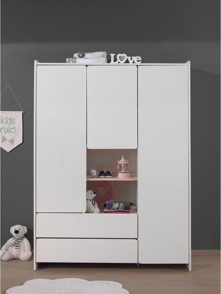 Bijeli dječji ormar Vipack Kiddy, 137,8 x 190 cm