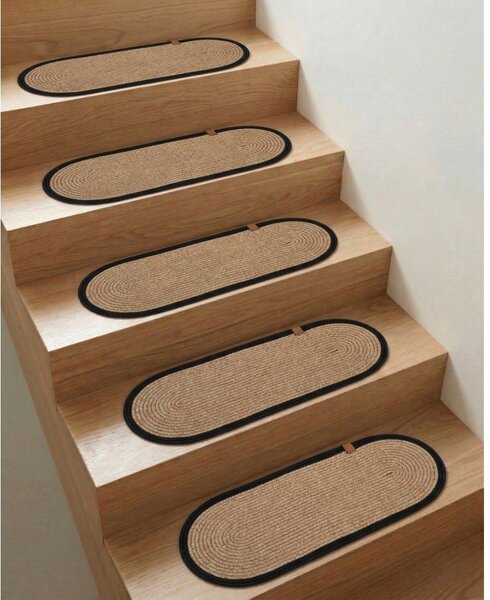 Crni/u prirodnoj boji set tepiha za stepenice 16 kom 25x65 cm Milo Frame – Vitaus