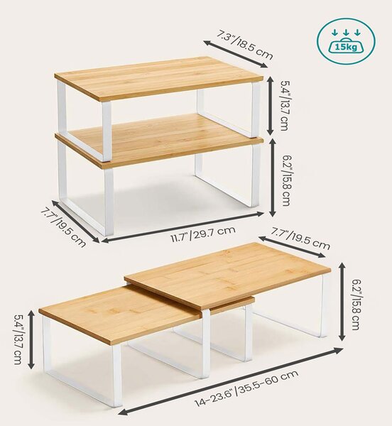 Set bambusovih organizatora CEZAR, 4 kom, smeđa/bijela SongmicsHome